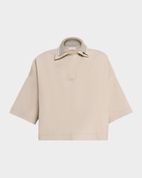 Techno Couture Fleece Polo Shirt With Double Knit Collar