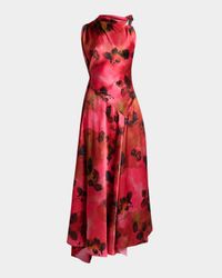 Sleeveless Draped Silk Midi Dress