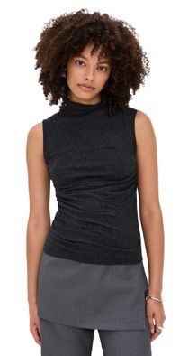 Enza Costa Cashmere Blend Sleeveless Twist Top Charcoal S