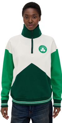 Terez Colorblock Quarter Zip Celtics Team Colors XS