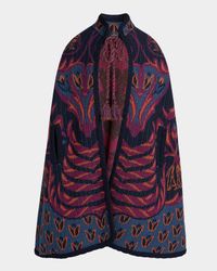 Jacquard Knit Cape Coat