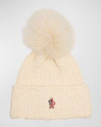 Wool-Blend Beanie with a Shearling Pom
