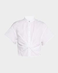 Gretchen Poplin Twist-Front Shirt