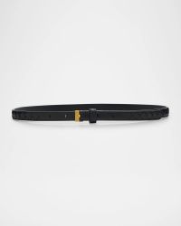 Watch-Buckle Intrecciato Skinny Leather Belt