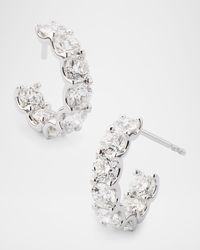 18K White Gold Inside Out Diamond Hoop Earrings, 4.0tcw, 0.5"L