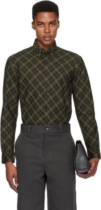 Burberry Chemise kaki en coton à carreaux
