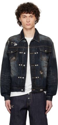 Thug Club Blue Burn Down Denim Jacket