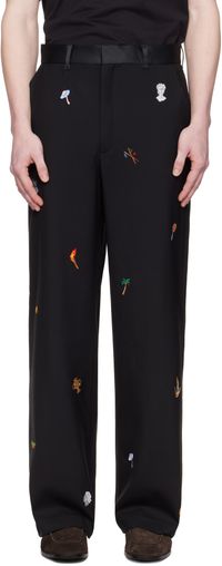 Casablanca Pantalon façon costume noir à motif brodé