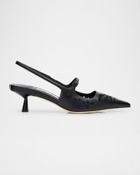 Didi 45 Leather Embroidered Slingback Pumps