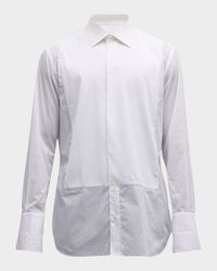 Pleated Poplin French-Cuff Dress Shirt