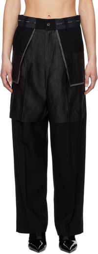 Feng Chen Wang Black Deconstructed Patchwork Trousers
