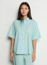 The Tiny Big Sister - Chemise oversize en coton rayé - Taille 40 - Vert