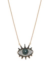 Eye Light 14k Pave Diamond Lashes Pendant Necklace