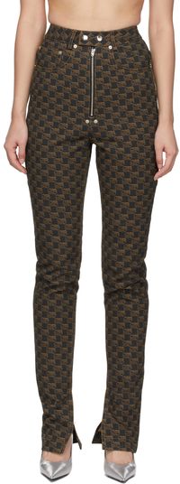 BONBOM Brown Monogram Slit Bottom Jeans