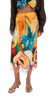 Donde Esteban Salpicon Silk Long Skirt Multi S