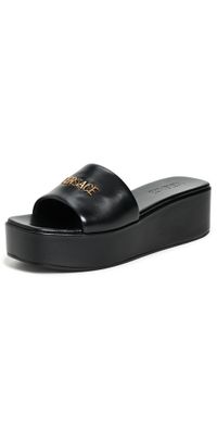 Versace T.55mm Lamb Leather Mules Black-Versace Gold 41