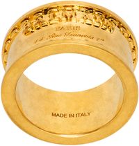 Balmain Bague tubulaire dorée à logo