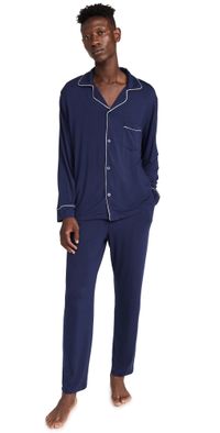 Eberjey William Modal Long PJ Set True Navy/Ivory XS