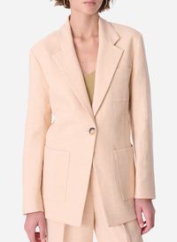 Vanessa Bruno - Veste droite col tailleur en coton et lin mélangé - Taille 44 - Beige