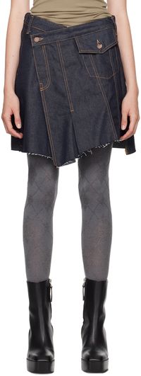 OPEN YY Blue Wrap Denim Miniskirt