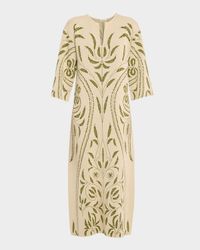 Agneto Botanical Jacquard-Knit Maxi Dress