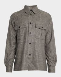 Men's 170s Wool-Blend Prince of Wales Overshirt