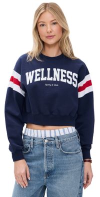 Sporty & Rich Wellness Ivy Rugby Crewneck Sweatshirt Navy White M