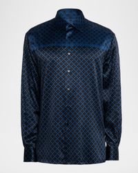 Men's Multi-Geometric Silk-Elastane Sport Shirt
