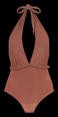 Khaven - Maillot de bain 1 pièce triangle - Taille L - Marron