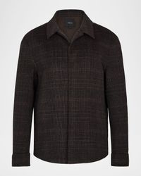 Men's Plaid Splittable Wool-Blend Shirt Jacket