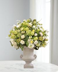 Lily Hydrangea Rose Faux Floral Arrangement in Urn