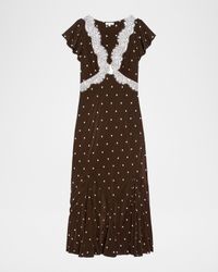 Mattia Lace-Trim Polka Dot Midi Dress