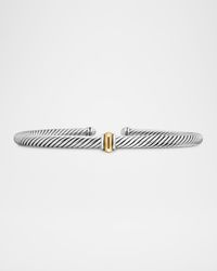 Cable Station Bracelet in Silver with 18K Gold, 4mm