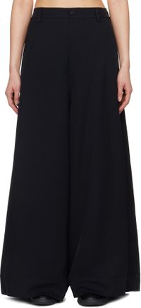 Y-3 Black Rayon Twill Wide Trousers