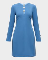 Button-Front Long-Sleeve Dress