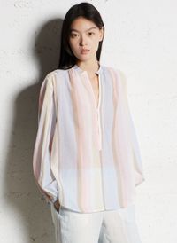 Diega - Blouse Col V en coton - Taille L - Multicolore