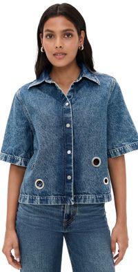 Closed Short Sleeve Denim Shirt Mid Blue XL
