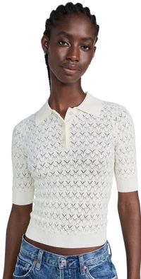 Sea Rue Fine Gauge Knit Polo Sweater Black M