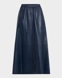 Cutout A-Line Leather Midi Skirt