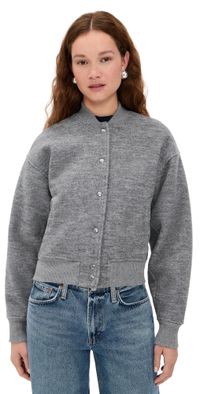 Madewell Snap Front Bomber Jacket Hthr Charcoal XL