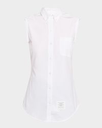 Sleeveless Poplin Button-Down Shirt