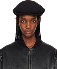 Dolce&Gabbana Black Wool Crepe Flat Cap