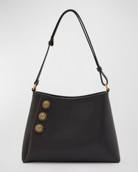 Embleme Shoulder Bag in Grained Leather