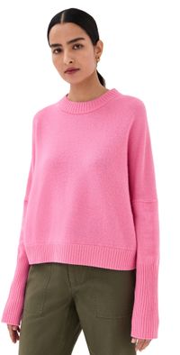 Closed Crew Neck Cropped Sweater Flamingo Pink S