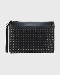 Men's Funky Suede & Leather Spike Wrist Pouch