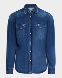 Men's Dark-Wash Denim Western Shirt
