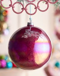 Fuchsia Sparkle Bottle Ball Christmas Ornament