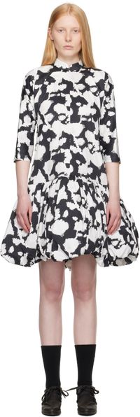 Comme des Garçons Comme des Garçons Black & White Cotton Satin Midi Dress