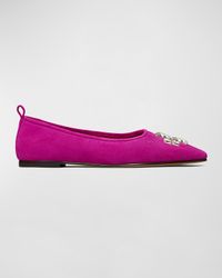 Eleanor Suede Medallion Ballerina Flats