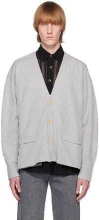 JieDa White & Black Tuck Cardigan